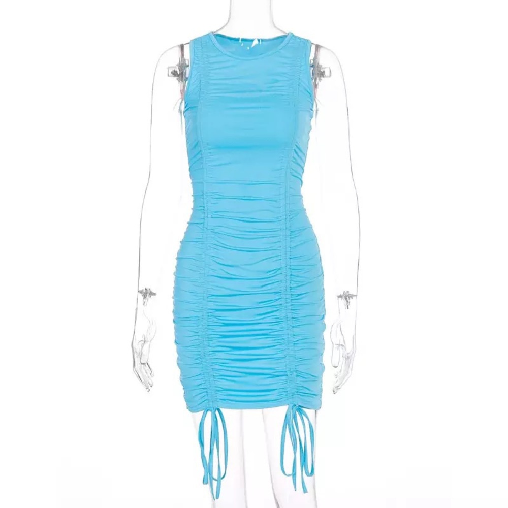 NEW Baby Blue Ruched Stretch FittedTank Mi… - Picture 5 of 7